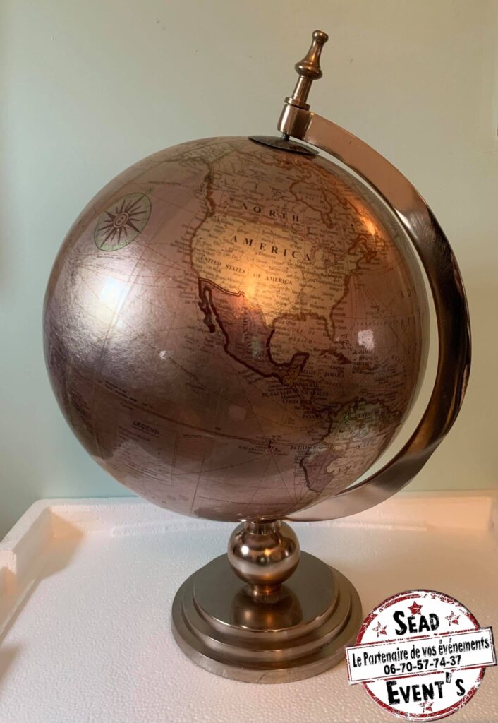 globe en bronze décoration voyage world rêve location landes aquitaine mariages events événements