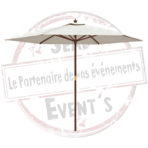 parasol en bois exotique 3m de diamètre extérieur été terrasse pratique détente chill printemps location landes aquitaine mariage anniversaire événement event baptême