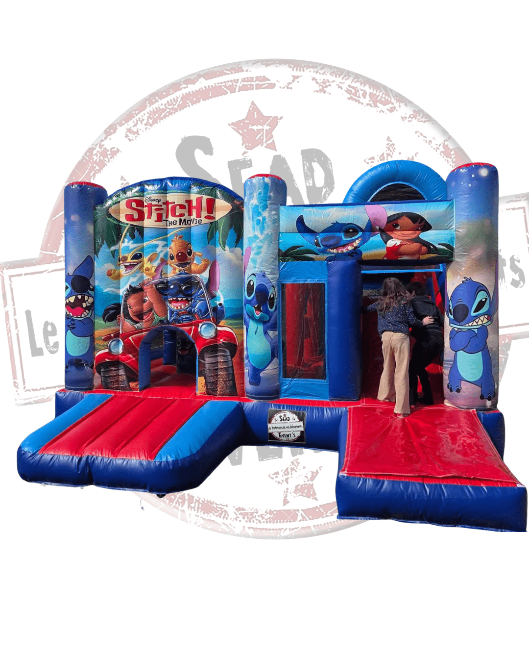 Château gonflable Stitch. Louez cette structure gonflable Stitch pour enfant. Mariage, anniversaire, kermesse, fête de village, soirée... Retrouvez nous dans les Landes, en Gironde, dans les Pyrénées-Atlantiques et dans le Gers.