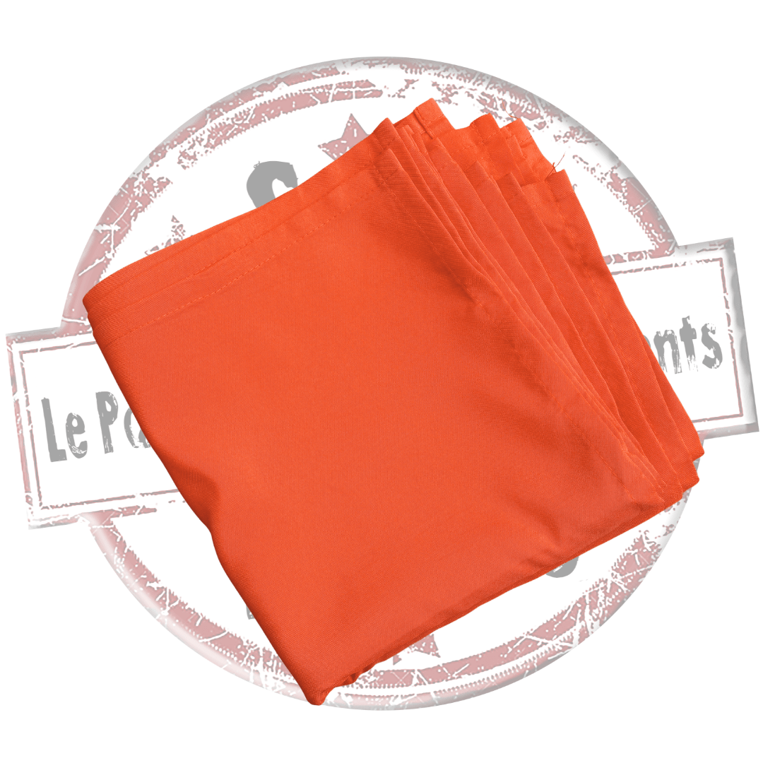 serviette de table orange falshi. location de serviette de table orange flashi pour evenement, mariage, anniversaire, seminaire, .kermesse, fête de village, soirée... Retrouvez nous dans les Landes, en Gironde, dans les Pyrénées-Atlantiques, pays basque et dans le Gers