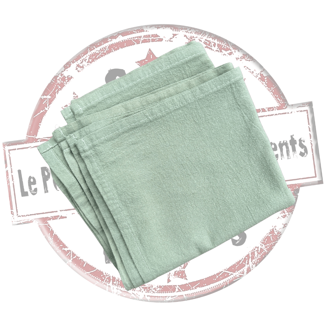 serviette de table en coton vert sauge. location de serviette de table en coton vert sauge pour evenement, mariage, anniversaire, seminaire, .kermesse, fête de village, soirée... Retrouvez nous dans les Landes, en Gironde, dans les Pyrénées-Atlantiques, pays basque et dans le Gers